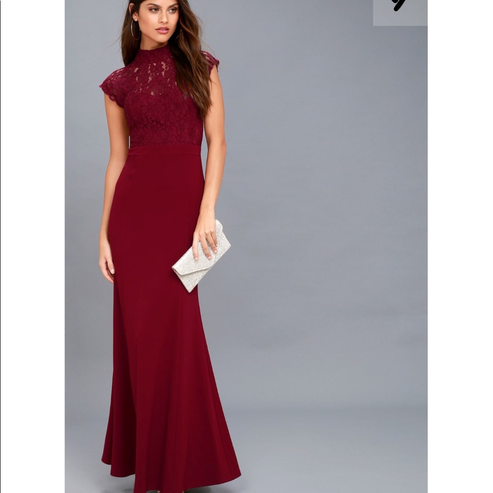 CRAZY ABOUT YOU BURGUNDY BACKLESS LACE MAXI DRESS